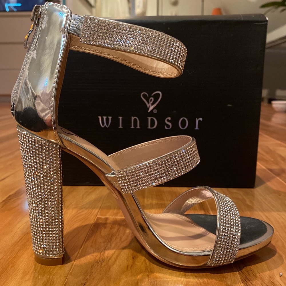 Windsor Silver Sequin Block Heels - image 2